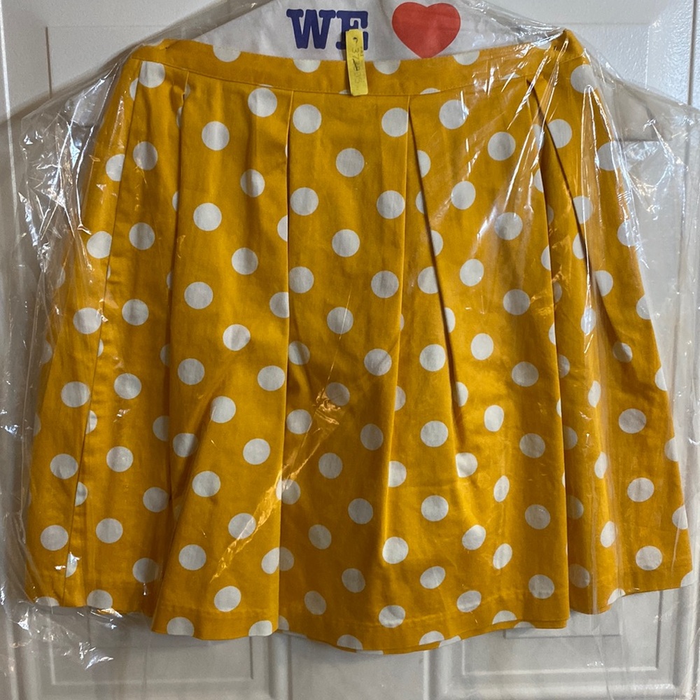 Yellow white Polkadotted skirt